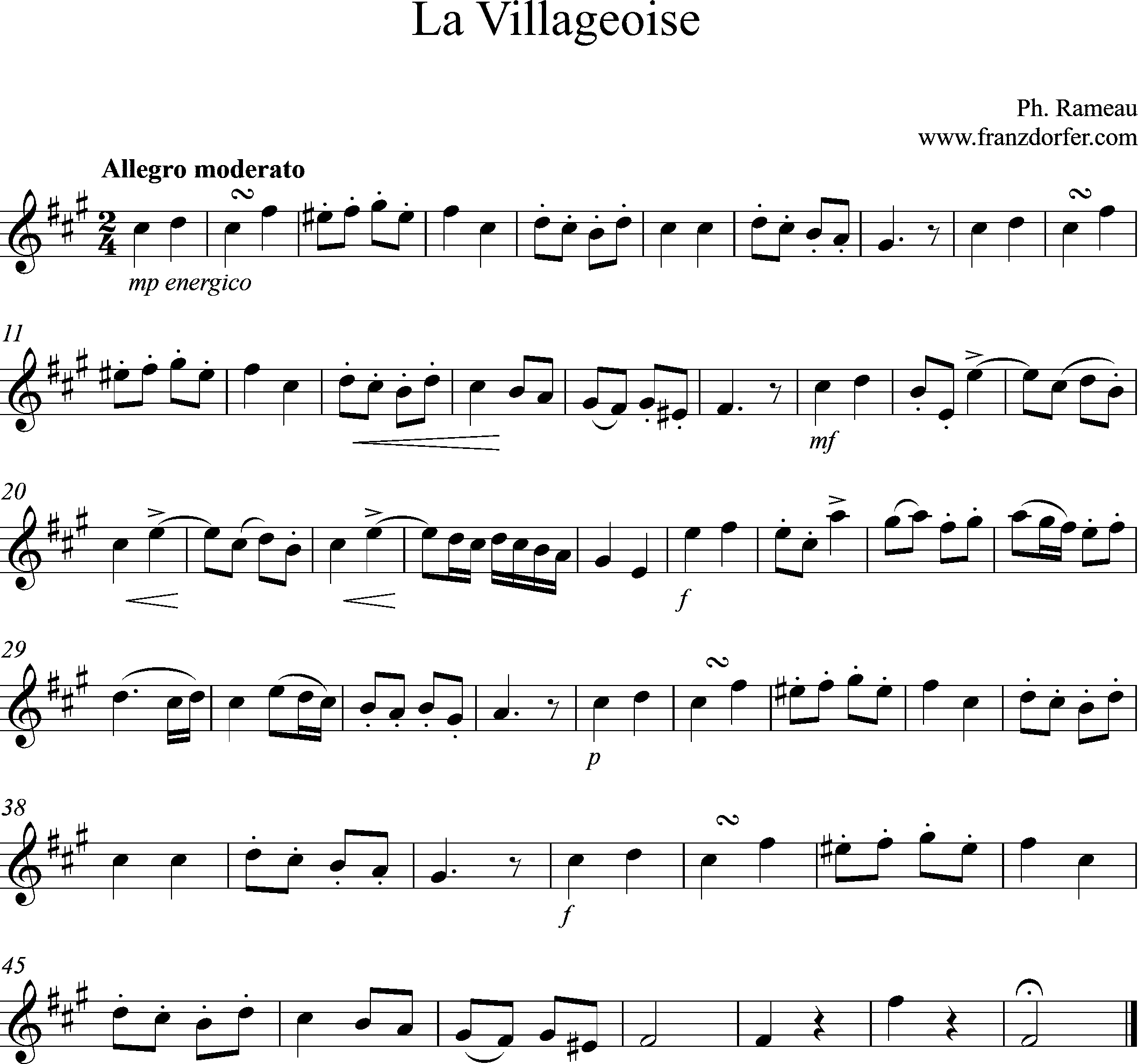 sheetmusic, La Villageoise